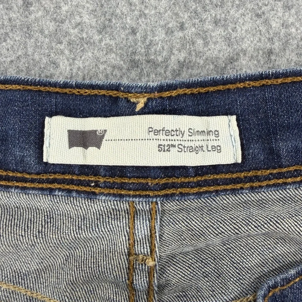 Levis 512 Perfectly Slimming Straight Leg Jeans Womens Dark Wash Denim Blue